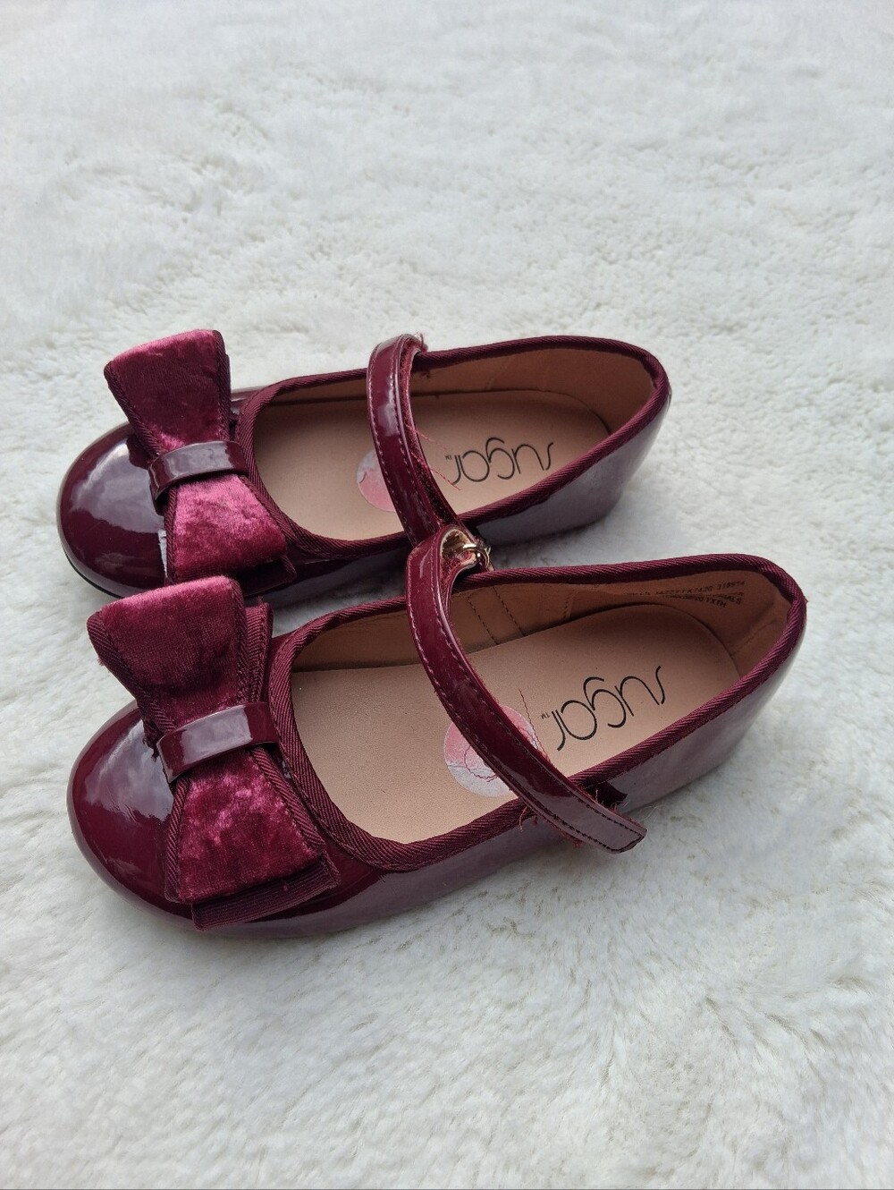 Cute Burgundy Bow Mary Jane Shoes Size 10